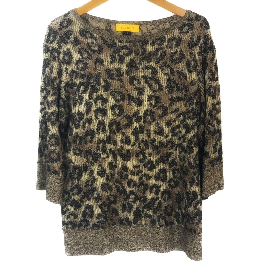 St John Leopard Print Sweater